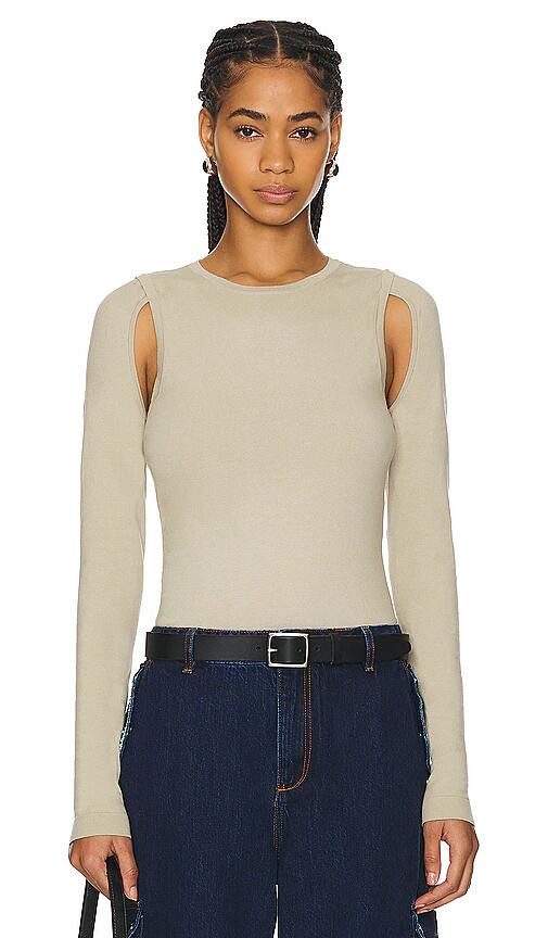 Helmut Lang Cutout Crew Tee in Beige Cover