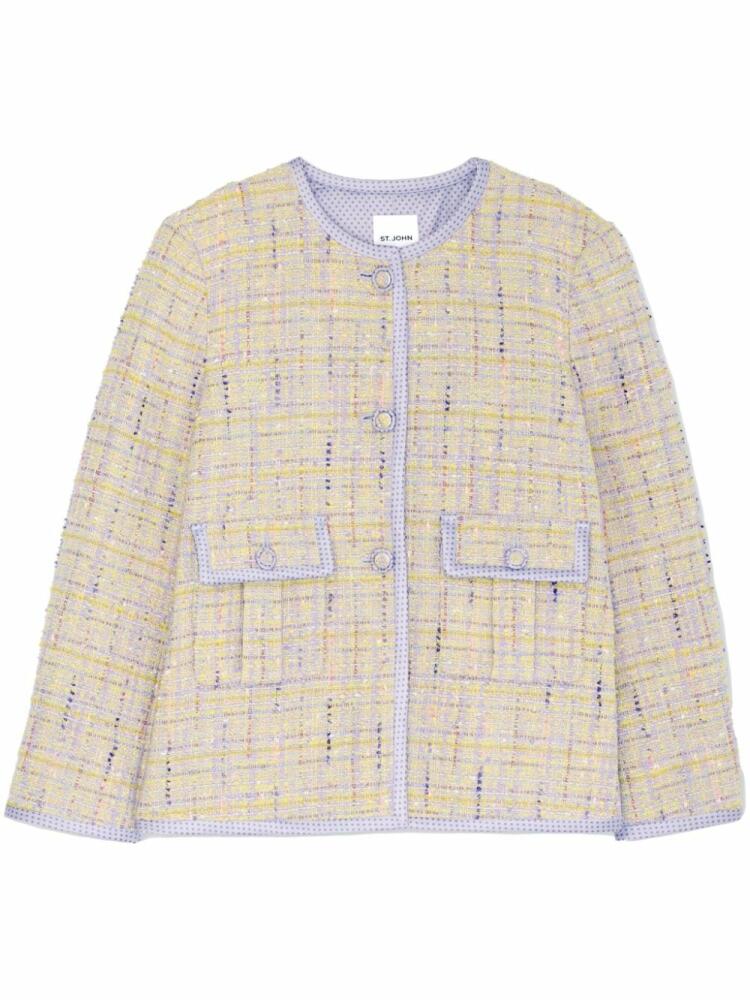 St. John lurex tweed pocket jacket - Yellow Cover