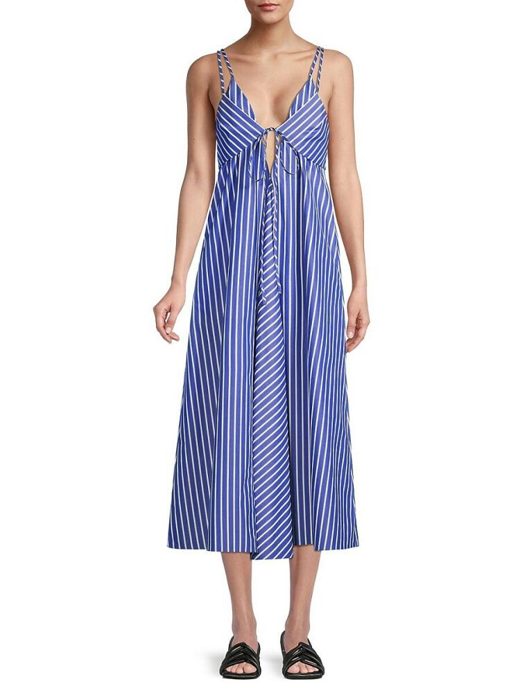 Rebecca Taylor Women's Marseille Striped Cutout Midi Dress - Marseille Cover