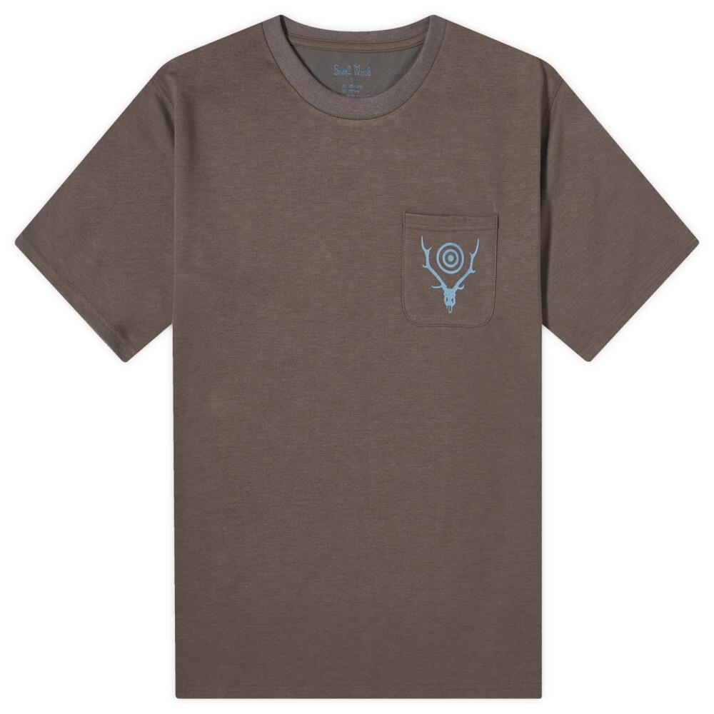 South2 West8 Men's Round Pocket T-Shirt in Charcoal Cover