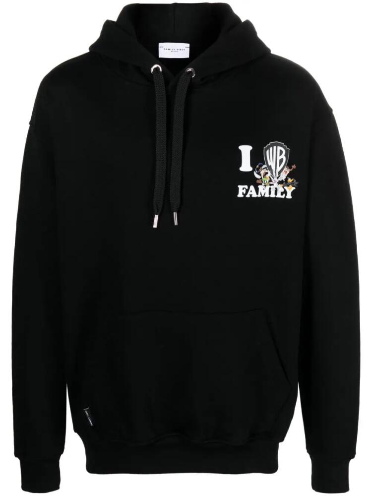 Family First x Warner Bros 100th Anniversary "I Love WB" cotton hoodie - Black Cover