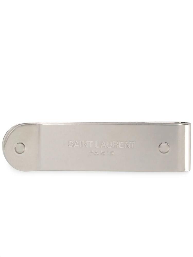 Saint Laurent logo-engraved money clip - Silver Cover