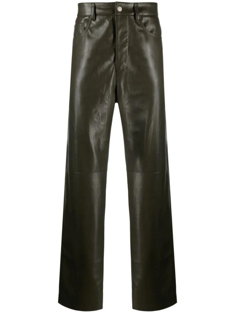 Nanushka Aric faux-leather trousers - Green Cover