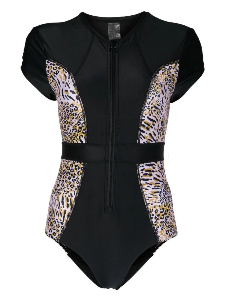 Duskii leopard-print cap-sleeve spring suit - Black Cover