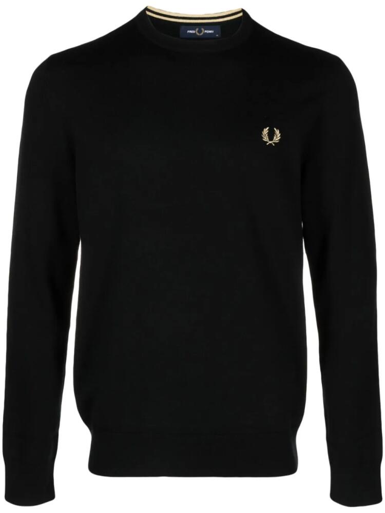 Fred Perry logo-embroidered crew-neck jumper - Black Cover