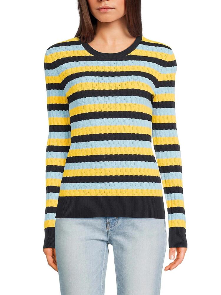 Jason Wu Women's Striped Crewneck Sweater - Navy Yellow Cover