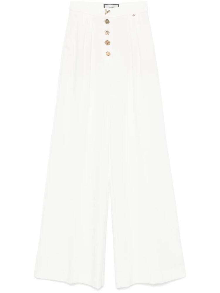 NISSA decorative-buttons trousers - White Cover