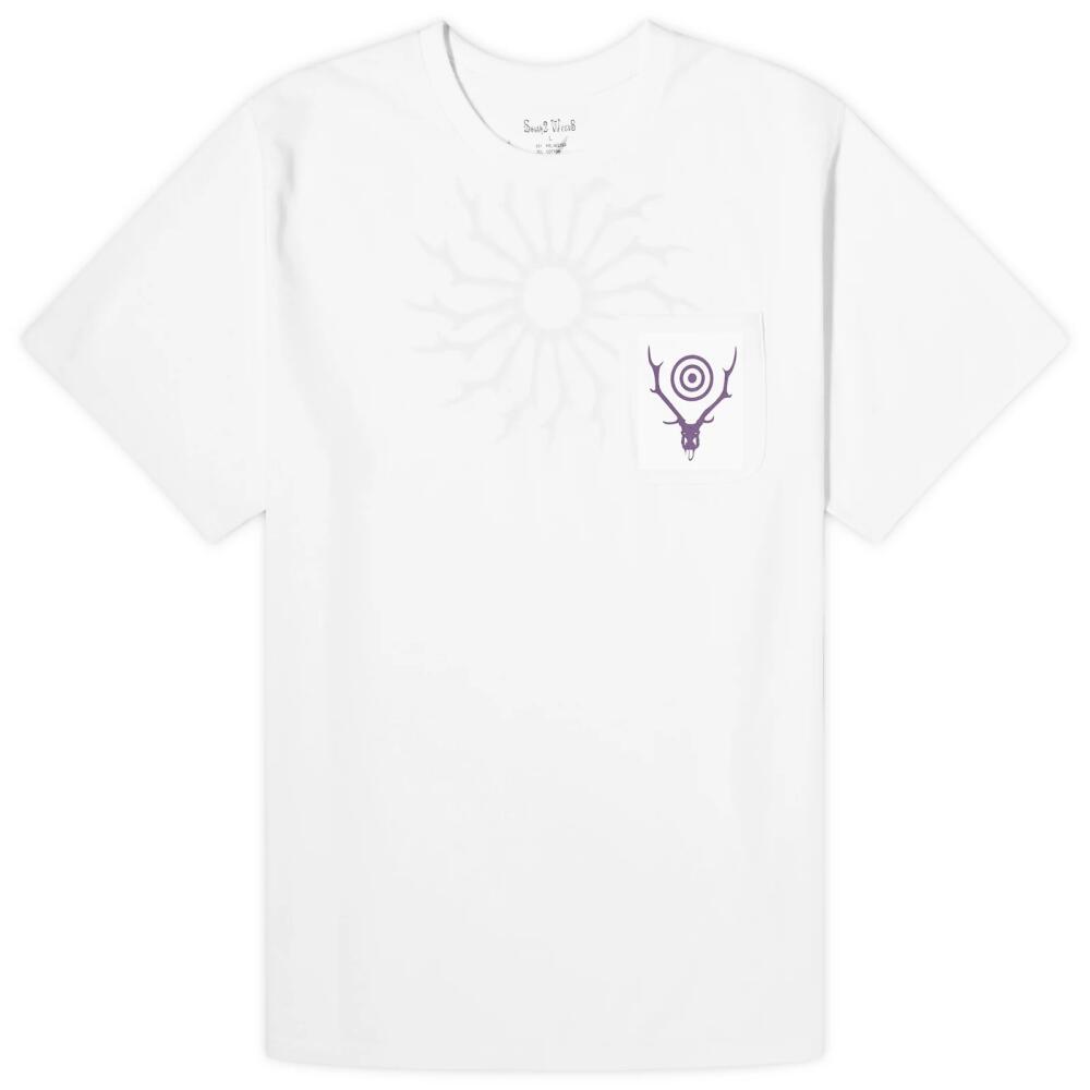 South2 West8 Men's Round Pocket T-Shirt in White Cover