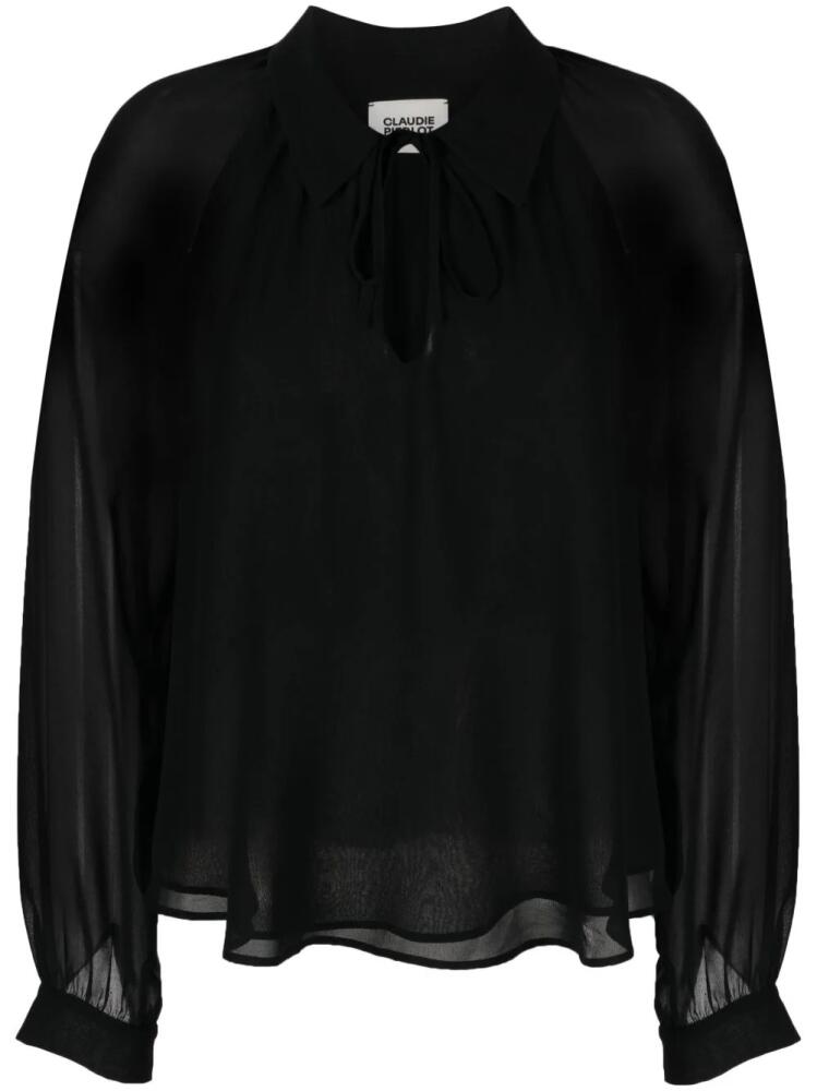 Claudie Pierlot semi-sheer long-sleeved shirt - Black Cover