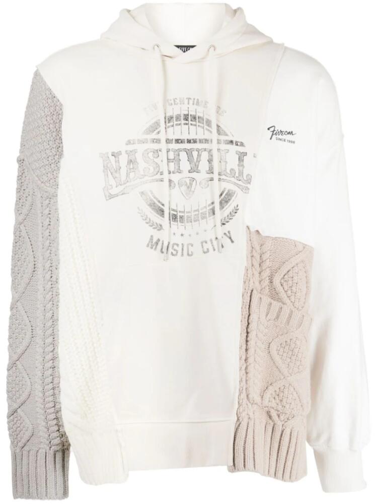 FIVE CM patchwork drawstring hoodie - White Cover