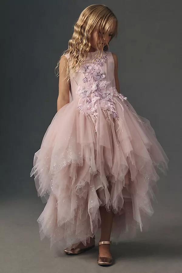 BHLDN Princess Daliana High-Low Layered Tulle Flower Girl Dress Cover