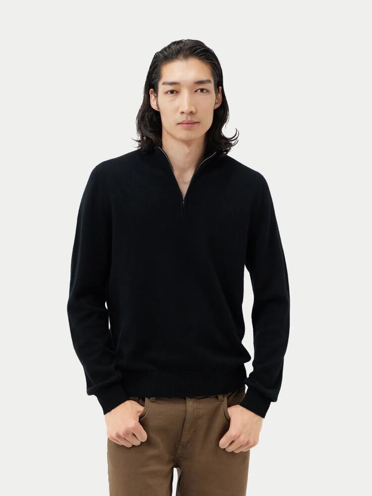 Gobi Cashmere Half Zip Polo in Black Cover