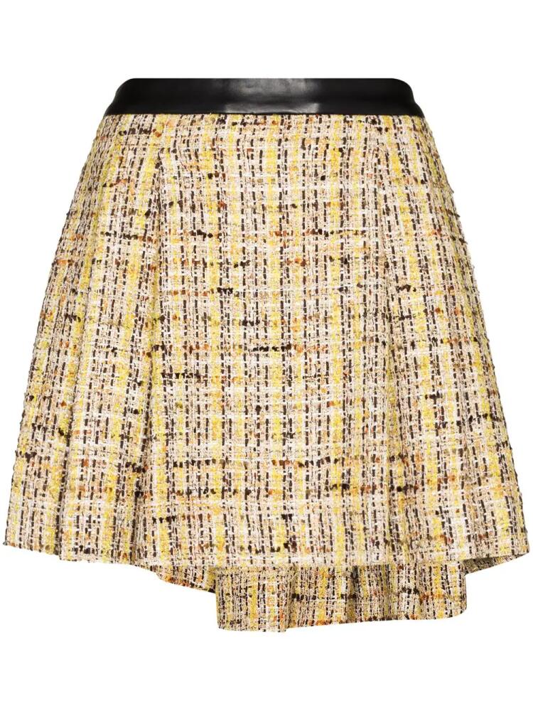 Natasha Zinko knife-pleat tweed miniskirt - Yellow Cover