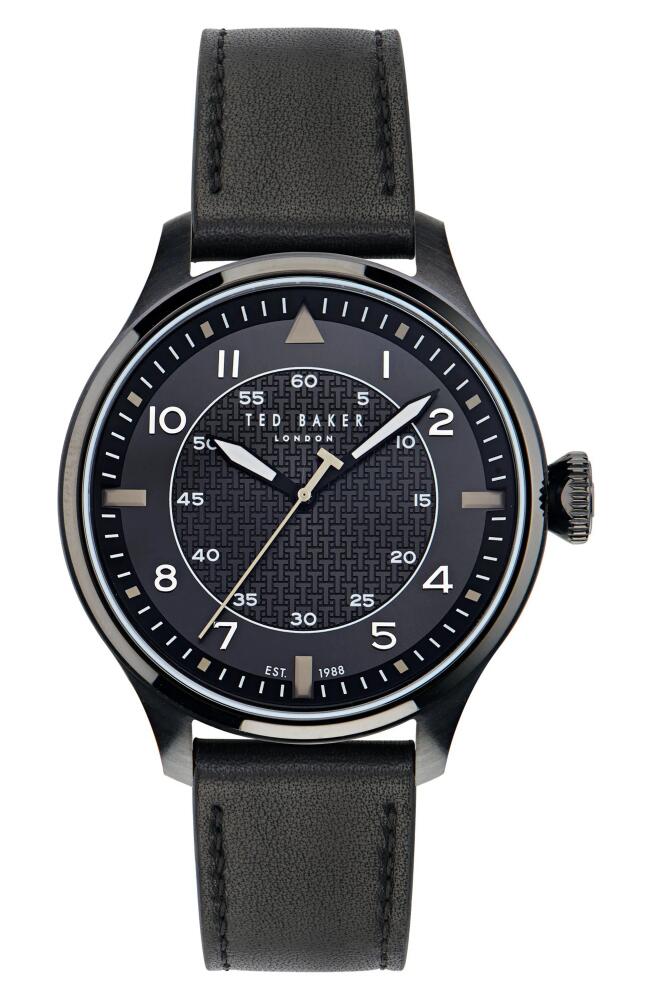 Ted Baker London Leather Strap Watch, 20mm in Black Cover