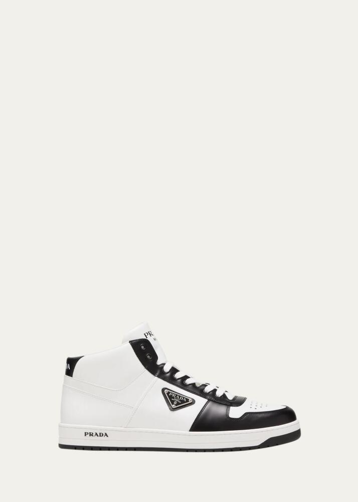 Prada Men's Downtown Leather High-Top Sneakers Cover