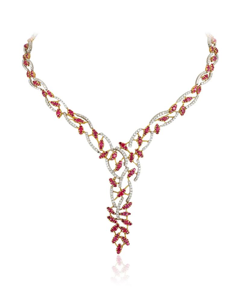 Andreoli 18K White and Yellow Gold Ruby Y Necklace with Diamonds Cover