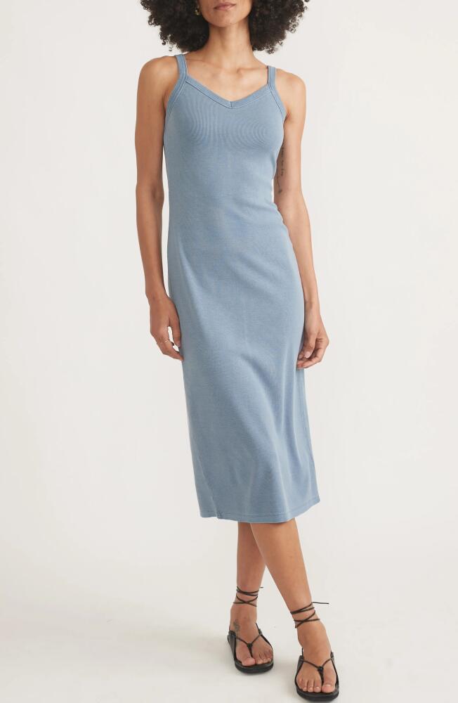 Marine Layer Lexi V-Neck Rib Midi Dress in Vintage Indigo Cover