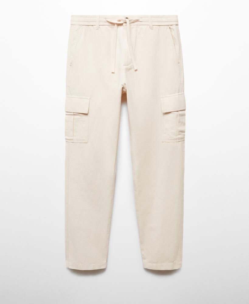 Mango Men's Corduroy Slim-Fit Drawstring Pants - Vanilla Cover