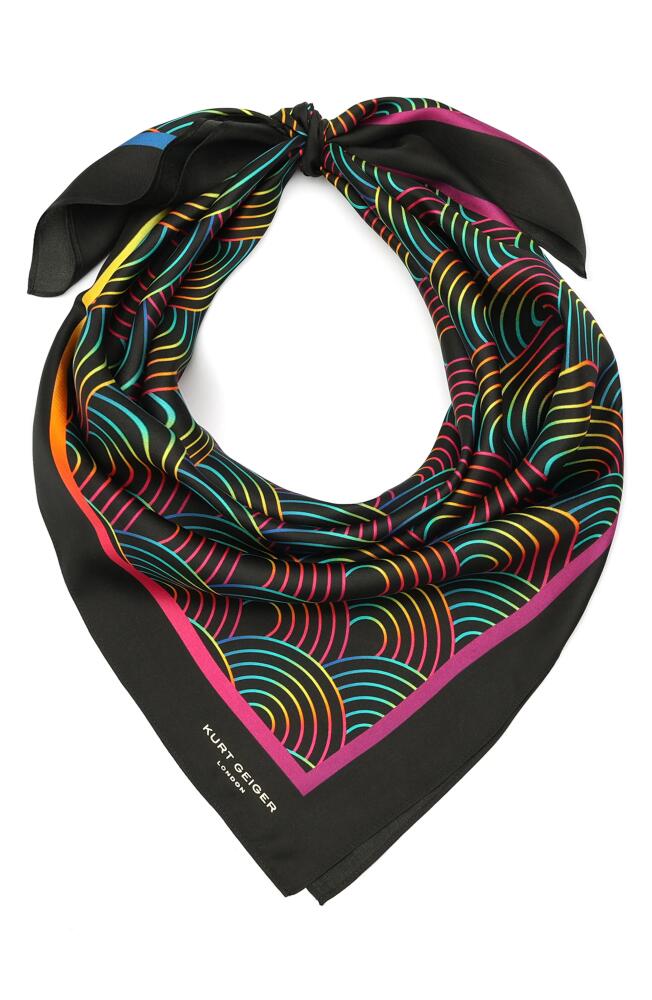 Kurt Geiger London Southbank Rainbow Silk Square Scarf in Black Cover