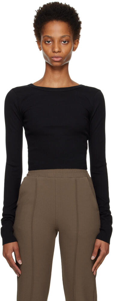 ÉTERNE Black Cropped Long Sleeve T-Shirt Cover