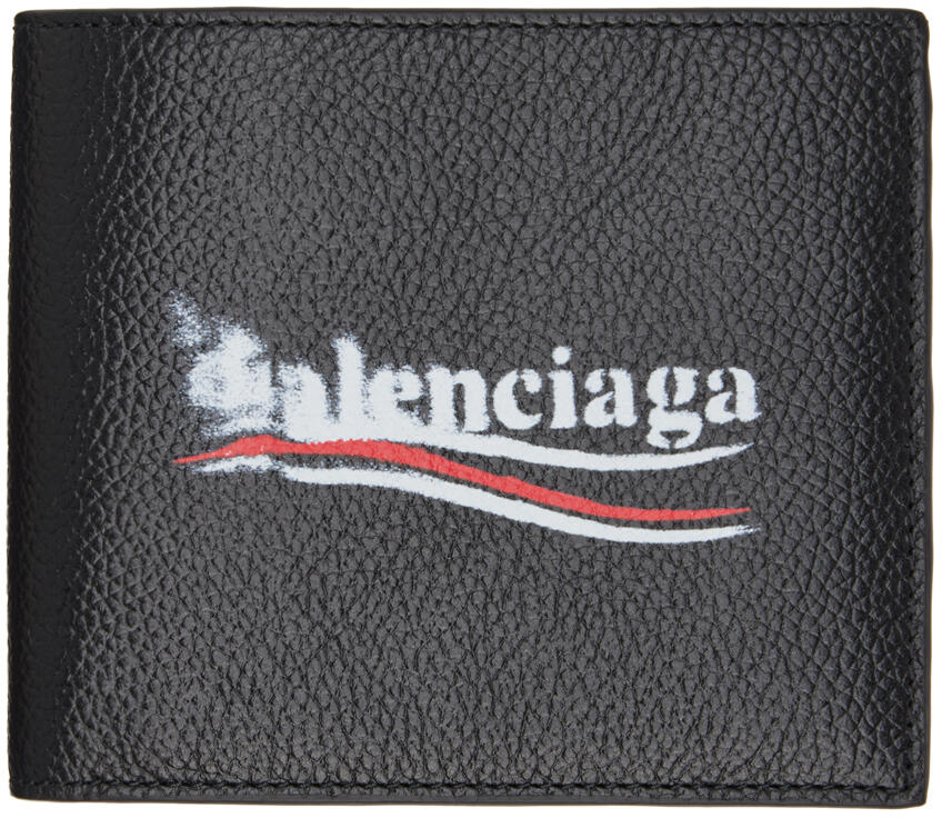 Balenciaga Black Political Stencil Bifold Wallet Cover