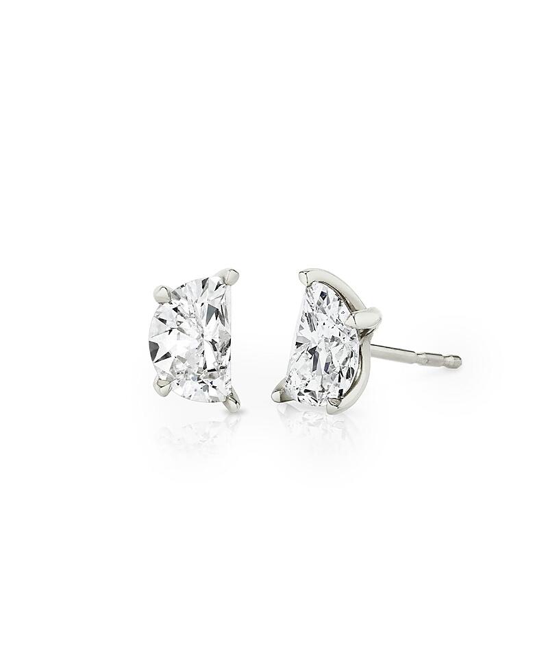 Vrai Iconic Lab-Grown Diamond Stud Earrings in 14K White Gold/Gold, 1.5ctw Half Moon Lab Grown Diamonds Cover