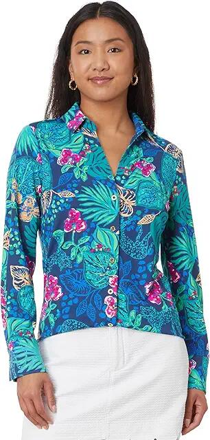 Lilly Pulitzer Marlena Upf 50+ Button Do (Low Tide Navy Life Of The Party) Women's Clothing Cover