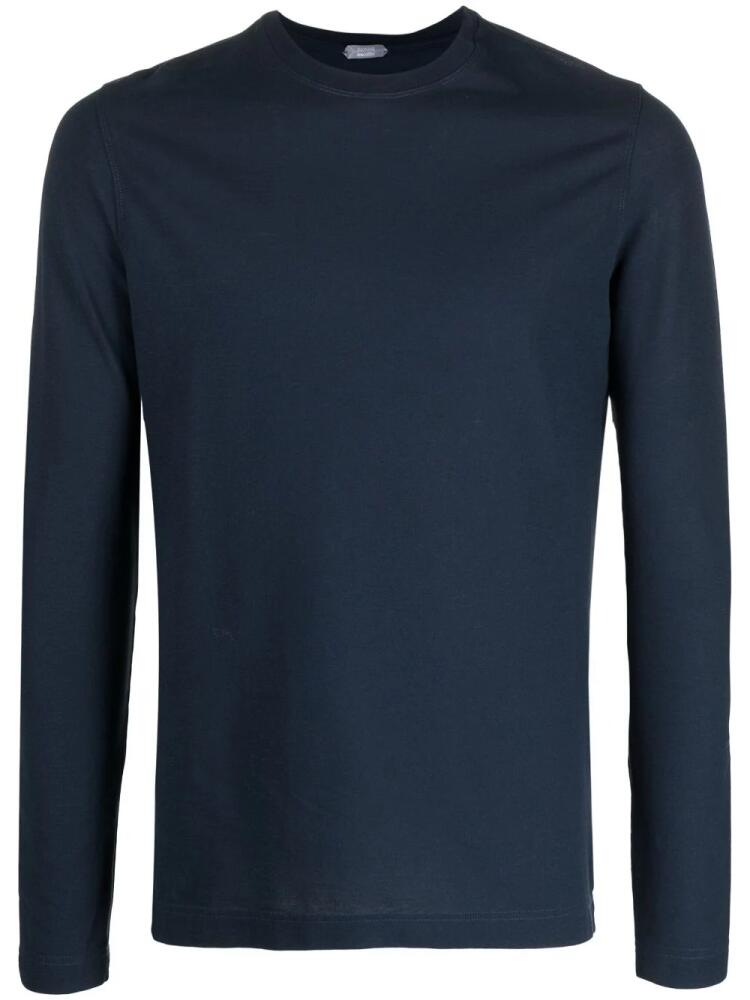 Zanone long-sleeved cotton T-shirt - Blue Cover