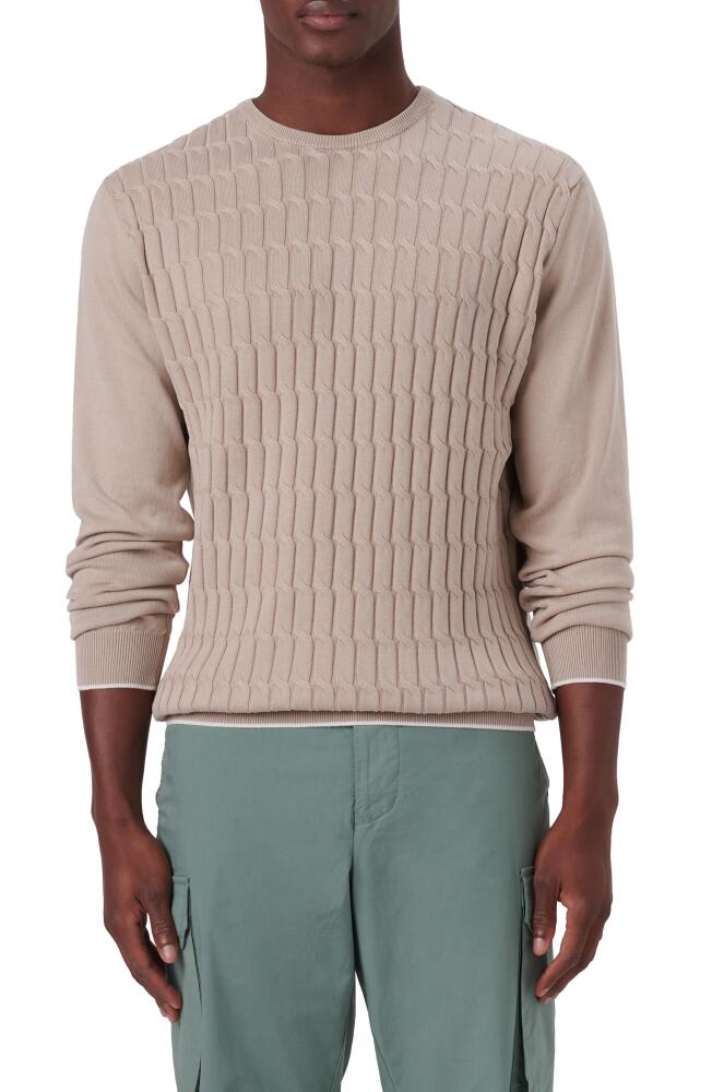 Bugatchi Mixed Stitch Cotton Sweater in Dune Cover