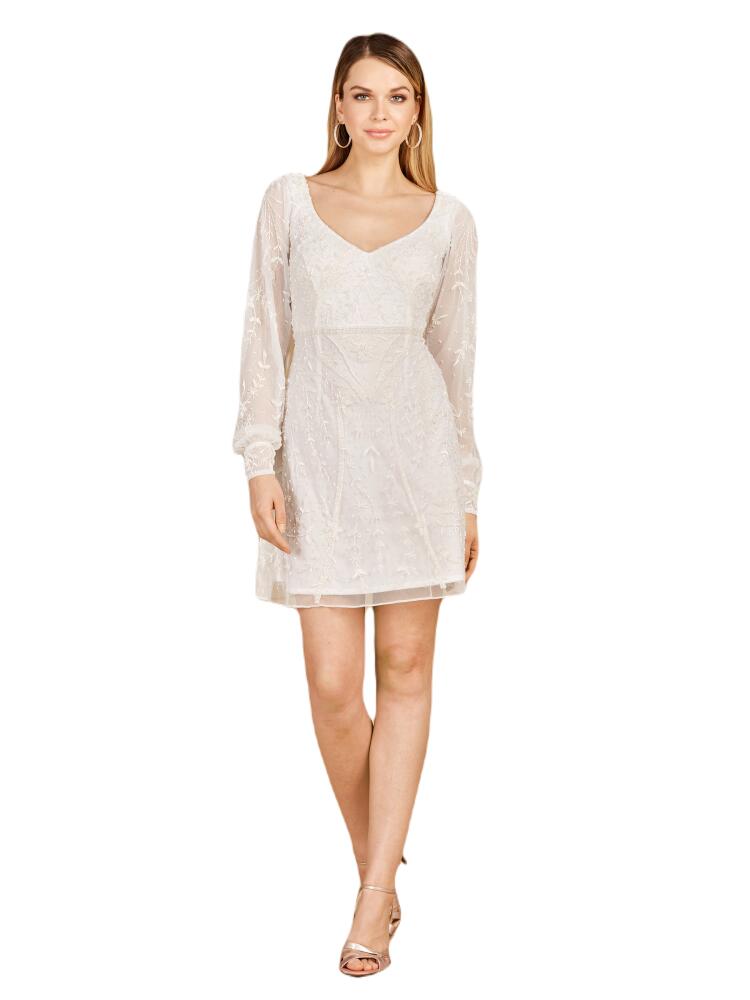 LARA New York V-Neck, Long Sleeve Bridal Cocktail Dress in Ivory Cover