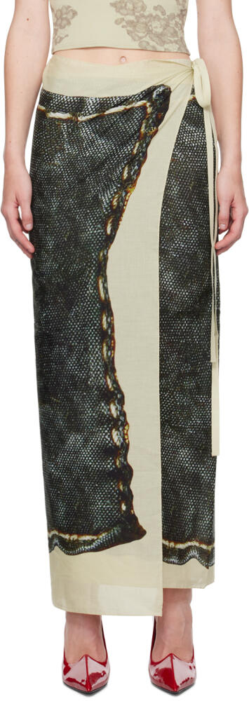 Acne Studios Beige & Black Printed Maxi Skirt Cover