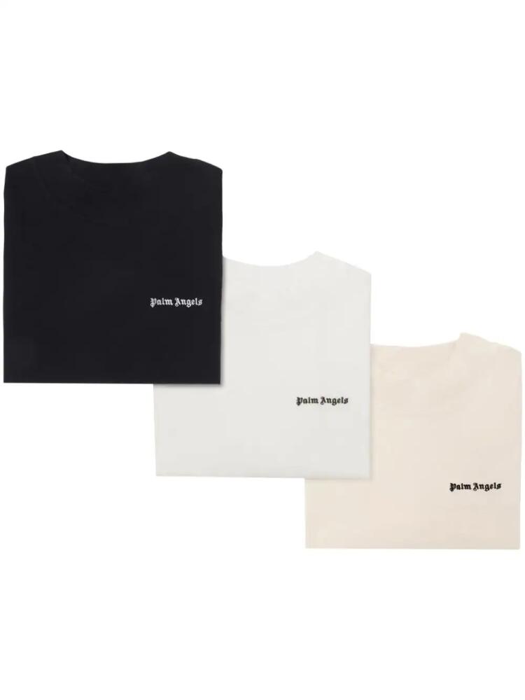 Palm Angels logo-embroidered T-shirts (pack of three) - Neutrals Cover