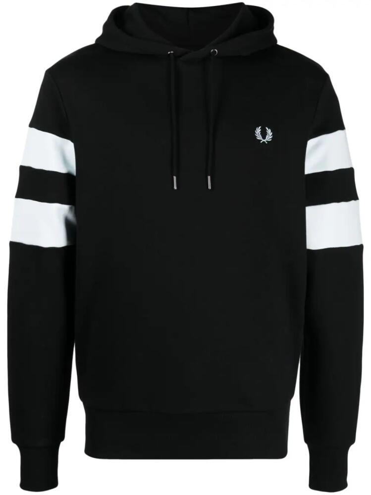 Fred Perry striped sleeve cotton hoodie - Black Cover