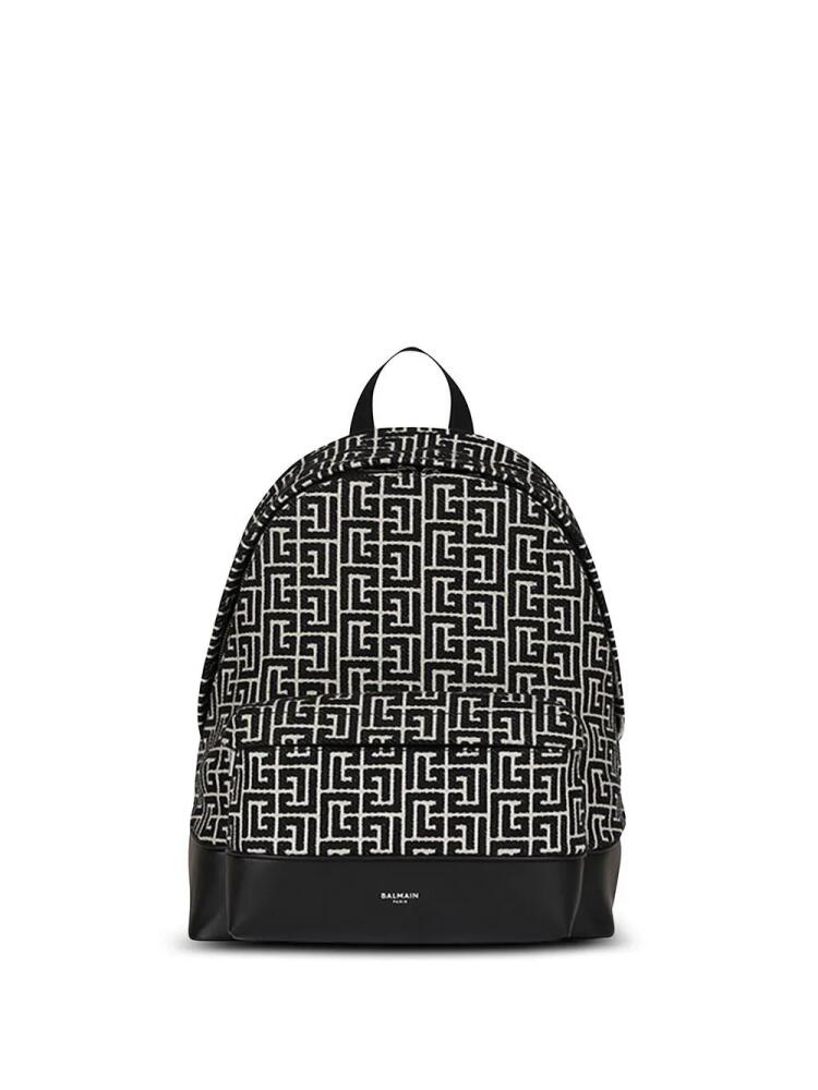 Balmain all-over logo-pattern backpack - Black Cover