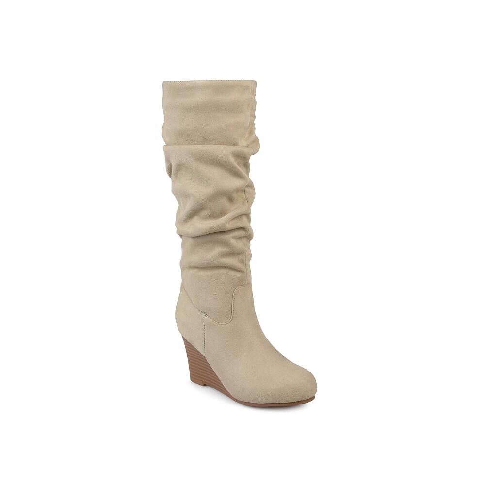 Journee Collection Haze Wide Calf Wedge Boot | Women's | Stone Cover