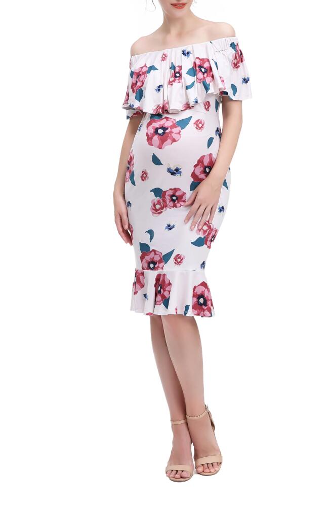 Kimi and Kai Kyla Floral Mermaid Hem Maternity/Nursing Dress in Pink Cover