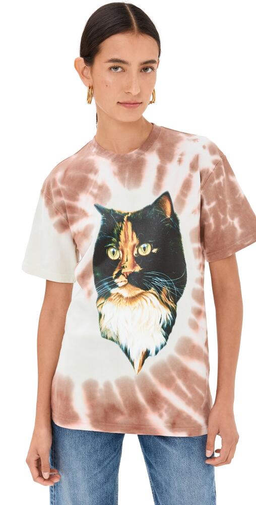 JW Anderson Cat Print Tie Dye T-Shirt Tobacco Cover