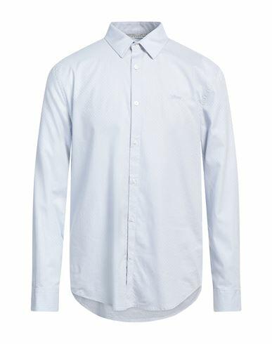 Guess Man Shirt Sky blue Cotton, Elastane Cover