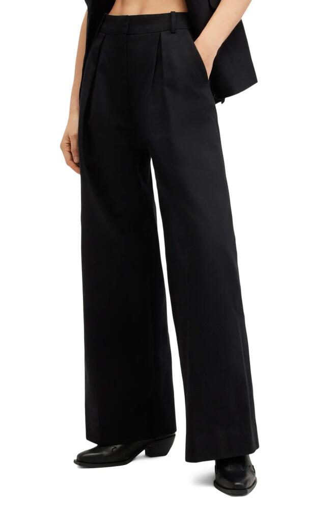 AllSaints Hally Pleat Front Wide Leg Pants in Black Cover