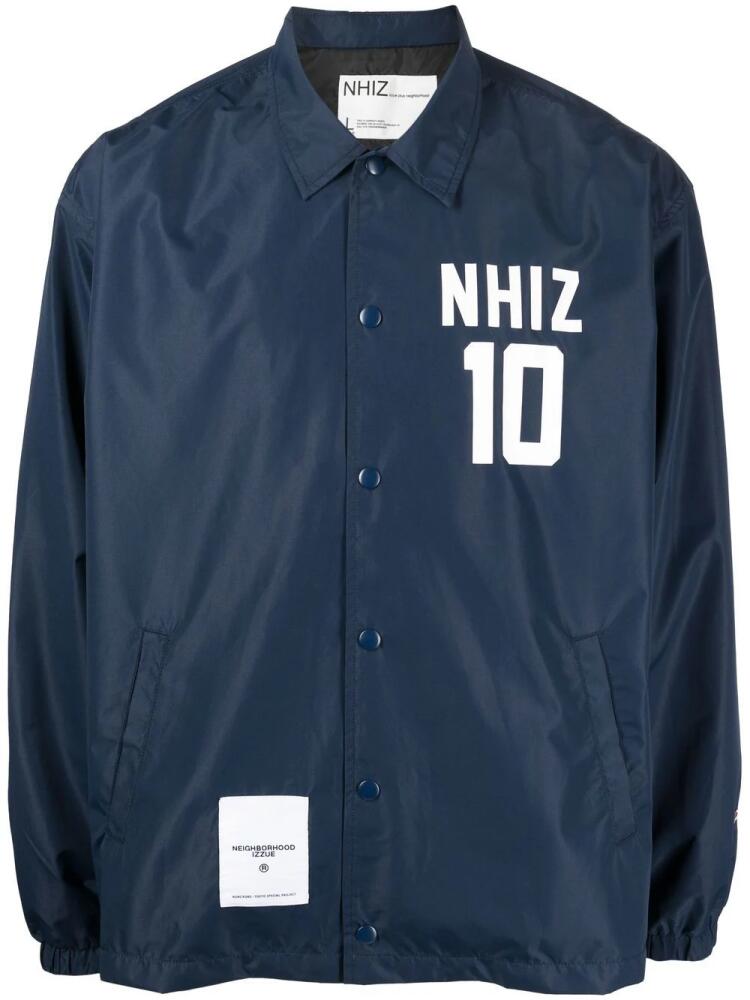 izzue logo-print detail jacket - Blue Cover