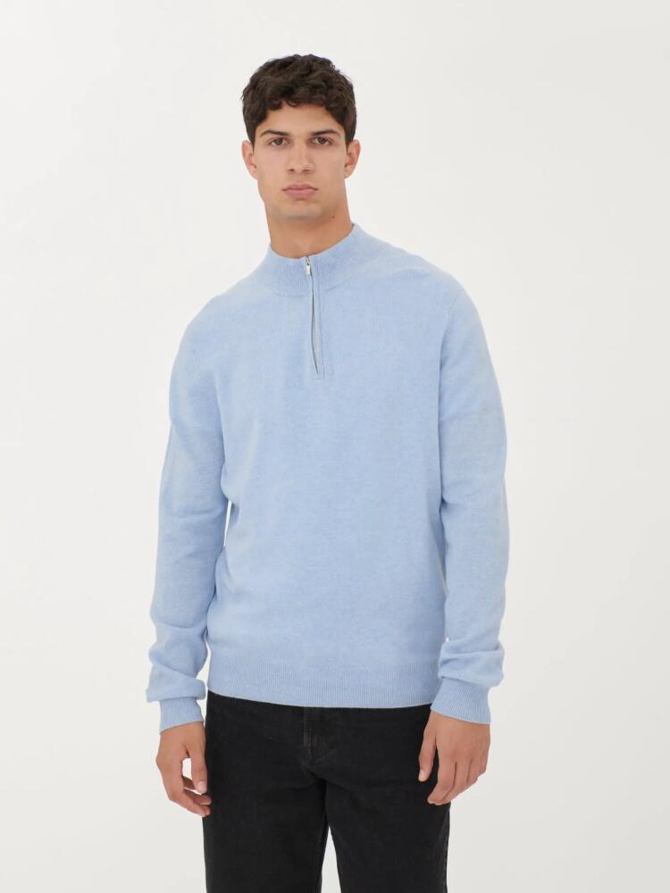 Gobi Cashmere Half Zip Polo in Light Blue Cover