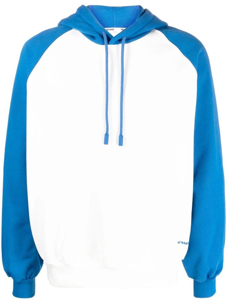 Sunnei colour-block drawstring hoodie - White Cover