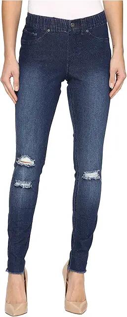 HUE Ripped Knee Denim Leggings (Ink Wash) Women's Jeans Cover