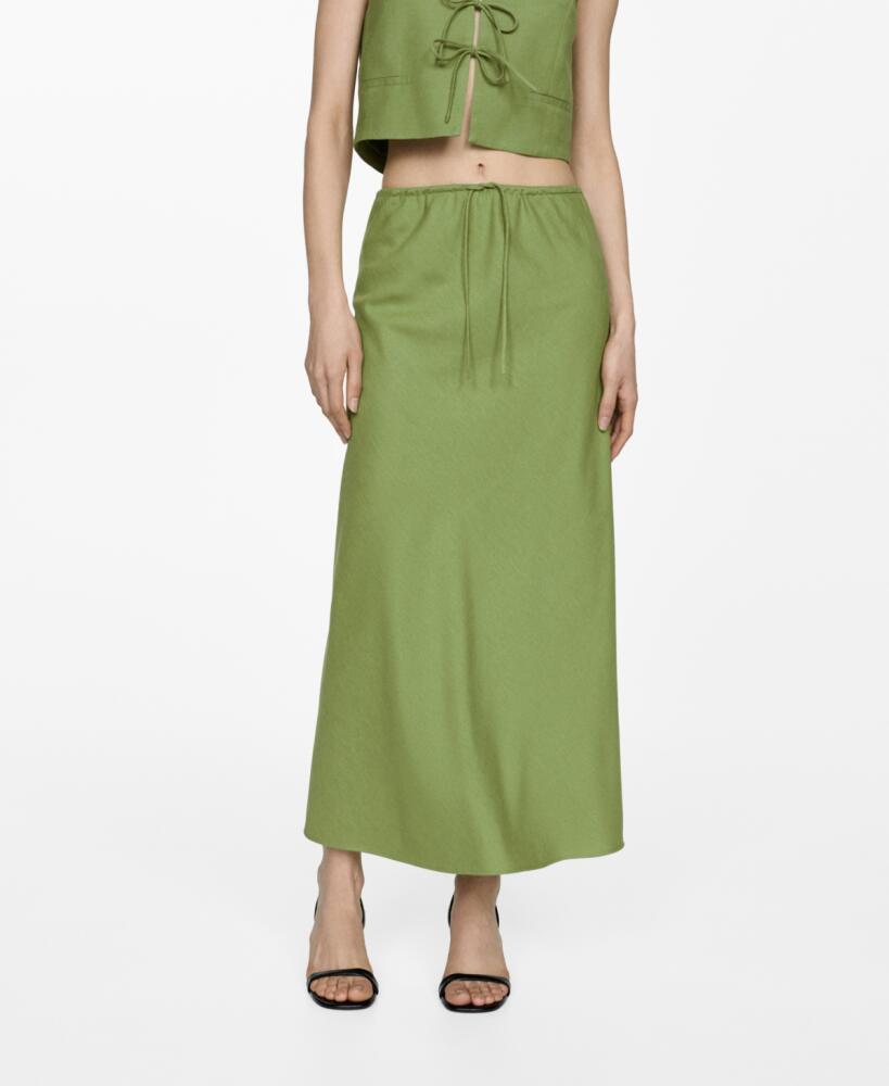 Mango Women's Long Adjustable Bow Skirt - Green Cover