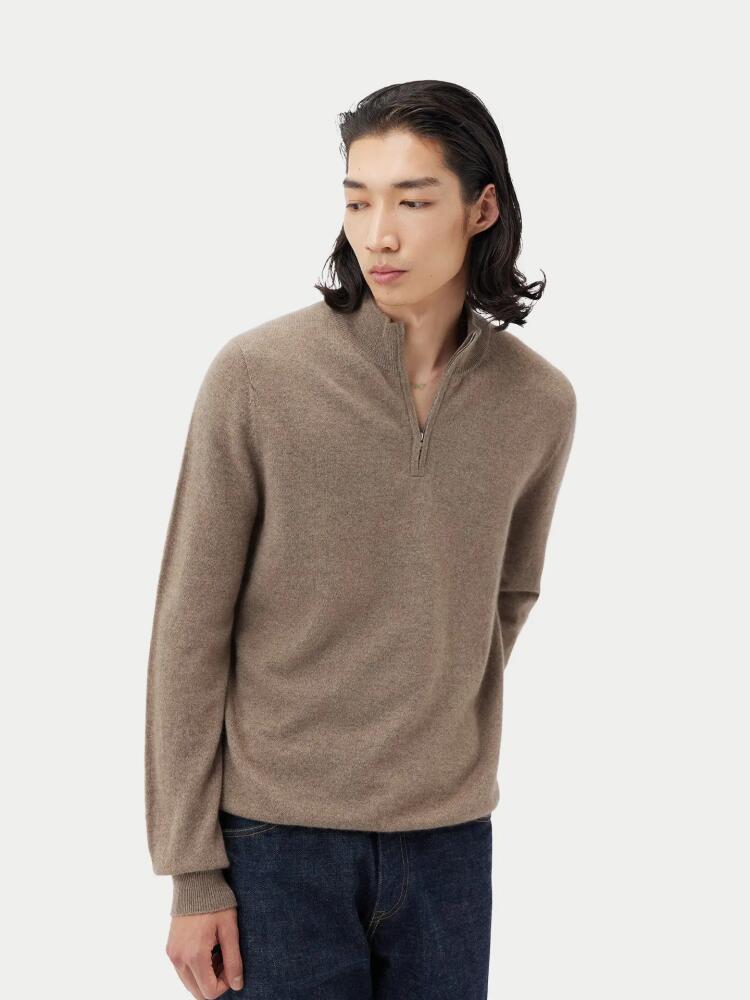 Gobi Cashmere Half Zip Polo in Taupe Cover