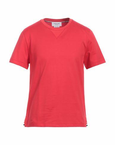 Thom Browne Man T-shirt Red Cotton, Nylon, Polyurethane Cover