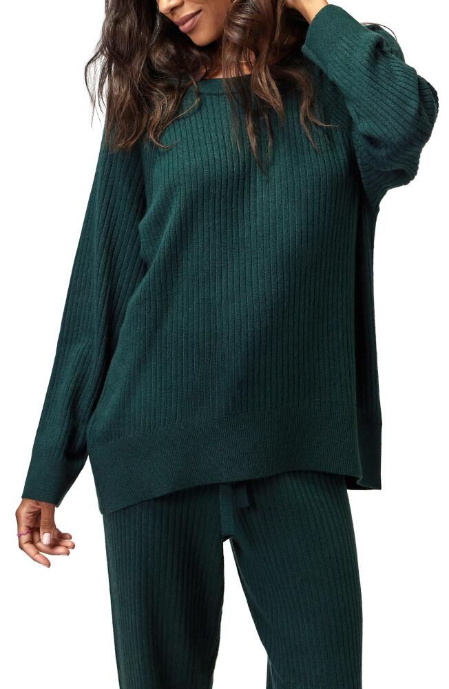 Spiritual Gangster Luxe Essential Doutzen Rib Sweater in Deep Forest Cover