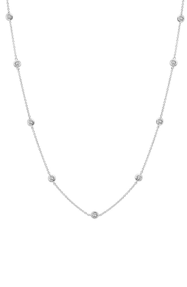 Crislu Cubic Zirconia Bezel Station Necklace in Platinum Cover