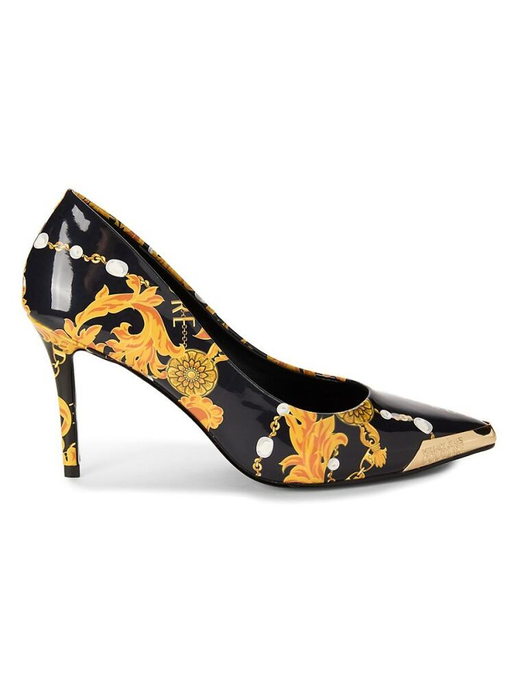 Versace Jeans Couture Women's Baroque Print Logo Pumps - Gold Cover