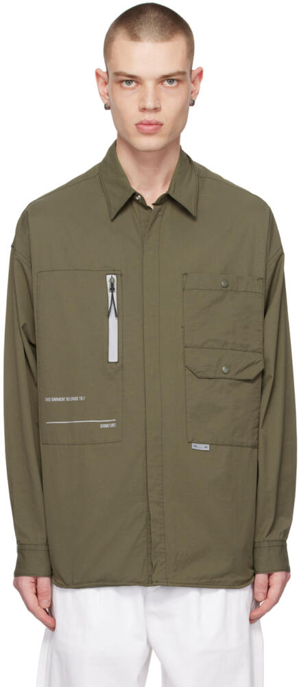 Izzue Khaki Printed Shirt Cover